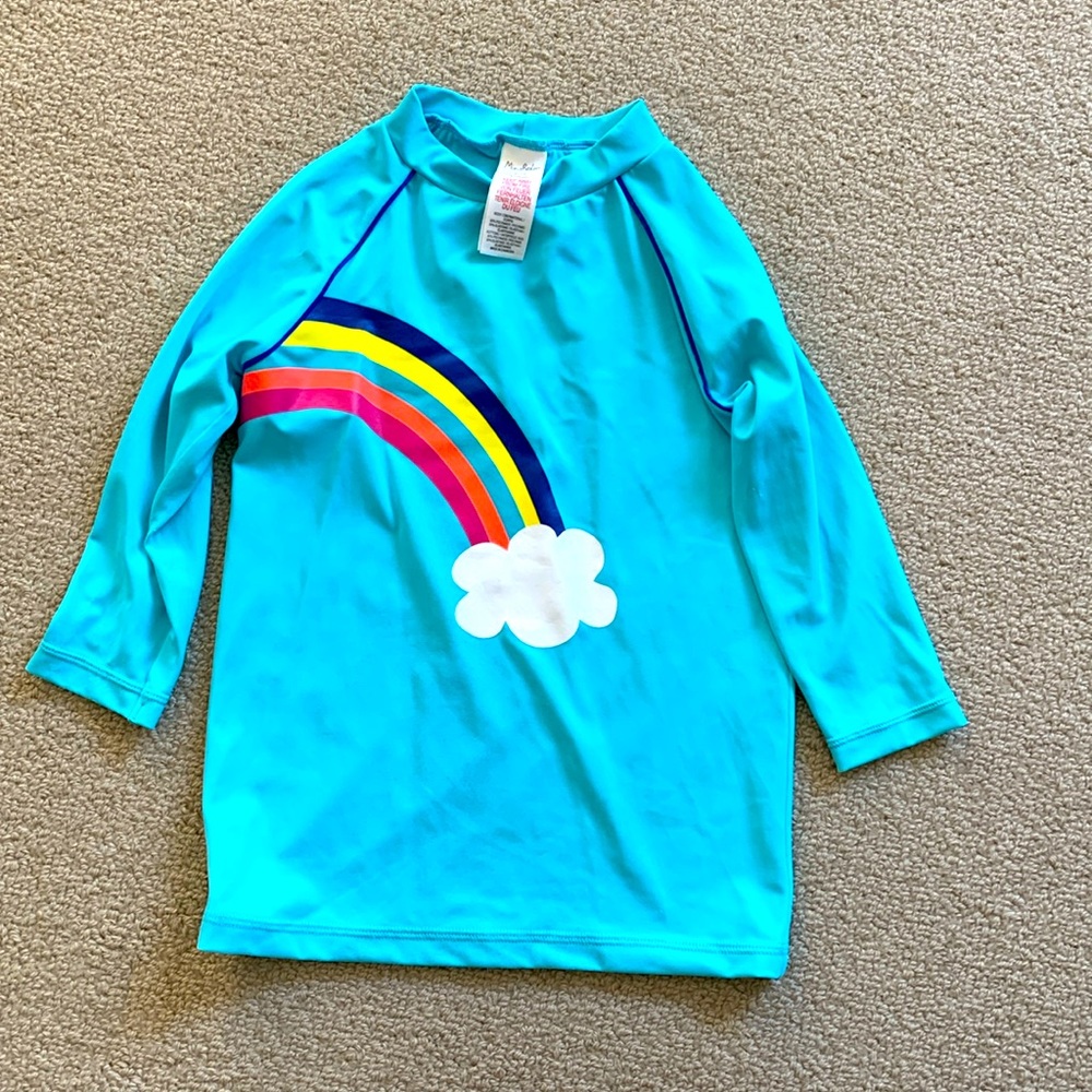 Girls Mini Boden turquoise rash guard 6-7 yrs